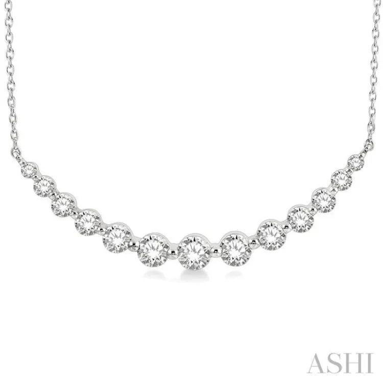 1 ctw Diamond Smile Necklace in 14K White Gold