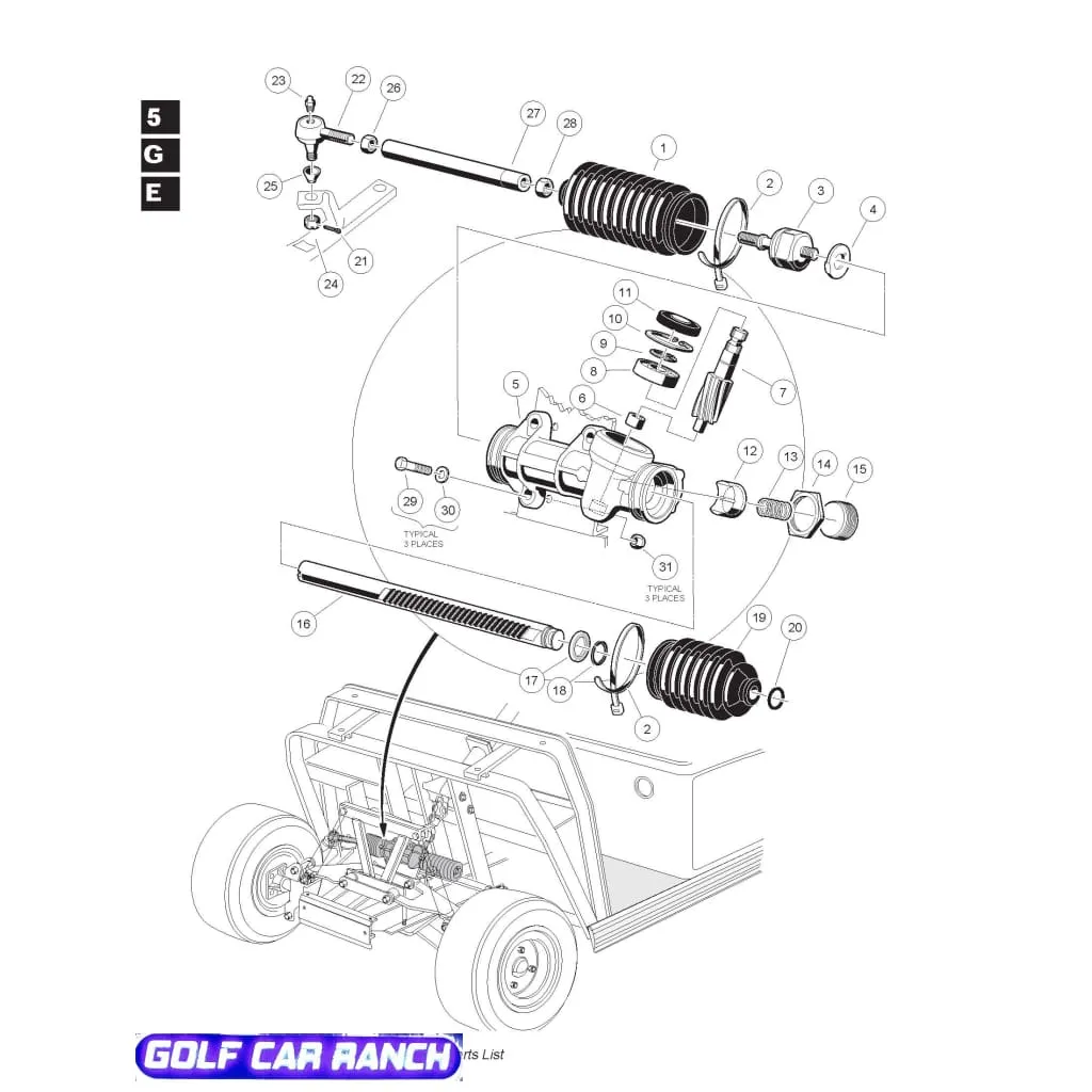 103601501 CLUB CAR ASM, STEERING RACK AND PINION