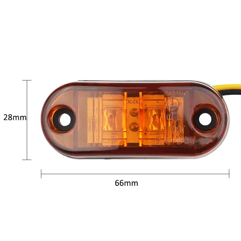 10Pcs Amber 2 Led Oval Clearance Trailer Lights Car Truck Side Marker Tail Lamp 12V 24V LED Truck Accessories