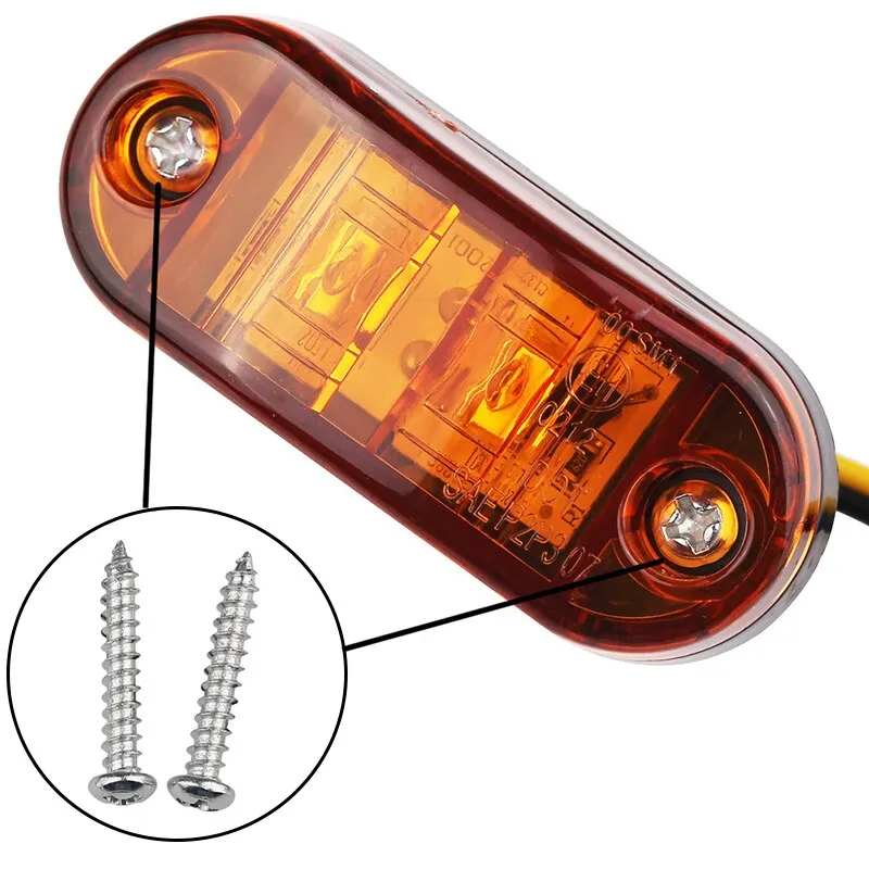 10Pcs Amber 2 Led Oval Clearance Trailer Lights Car Truck Side Marker Tail Lamp 12V 24V LED Truck Accessories