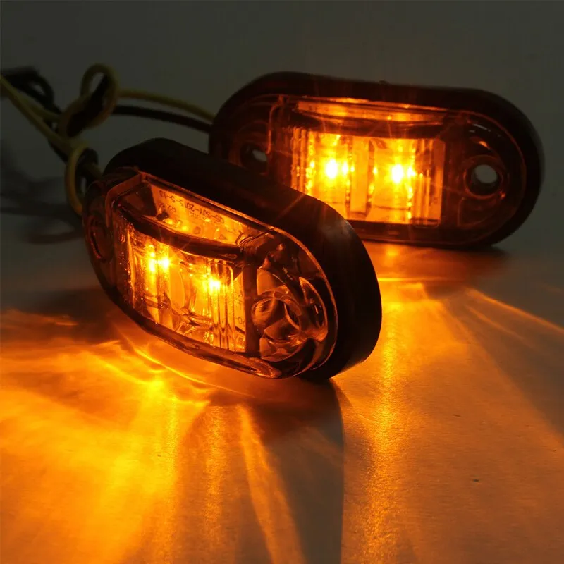 10Pcs Amber 2 Led Oval Clearance Trailer Lights Car Truck Side Marker Tail Lamp 12V 24V LED Truck Accessories