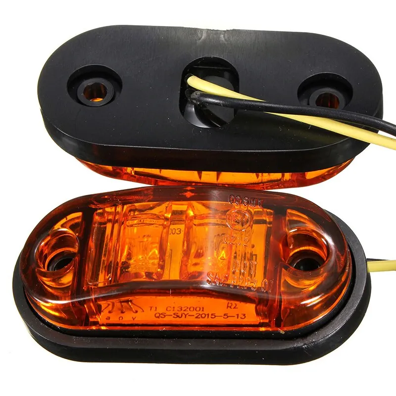 10Pcs Amber 2 Led Oval Clearance Trailer Lights Car Truck Side Marker Tail Lamp 12V 24V LED Truck Accessories