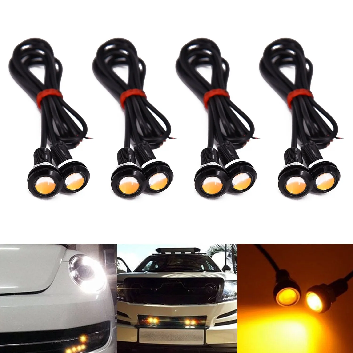 10x Yellow 9W LED Eagle Eye Light Car DRL Daytime Running Turn Signal Light Fit All Car Pickup Truck SUV Wagen Motorcycle Boat