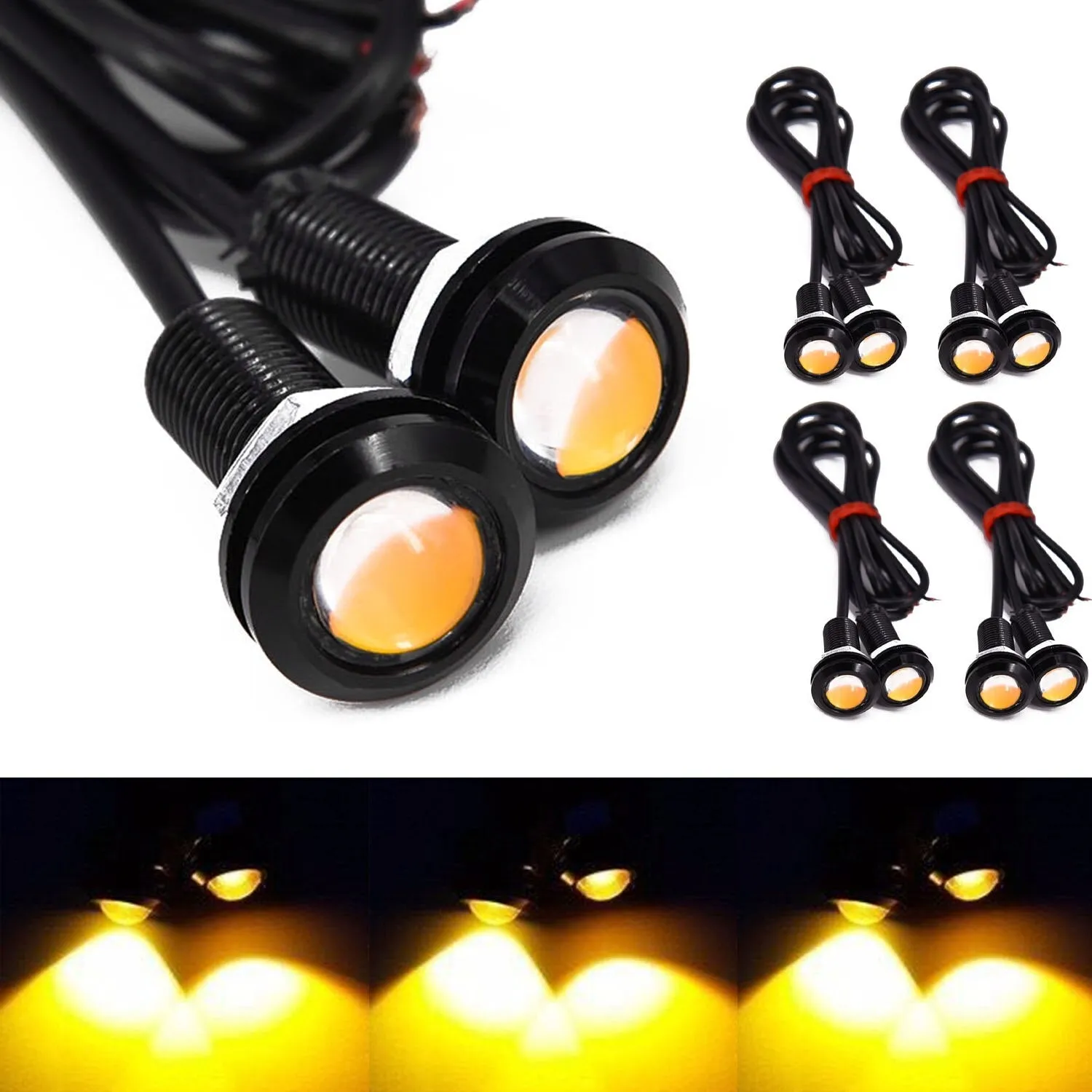 10x Yellow 9W LED Eagle Eye Light Car DRL Daytime Running Turn Signal Light Fit All Car Pickup Truck SUV Wagen Motorcycle Boat