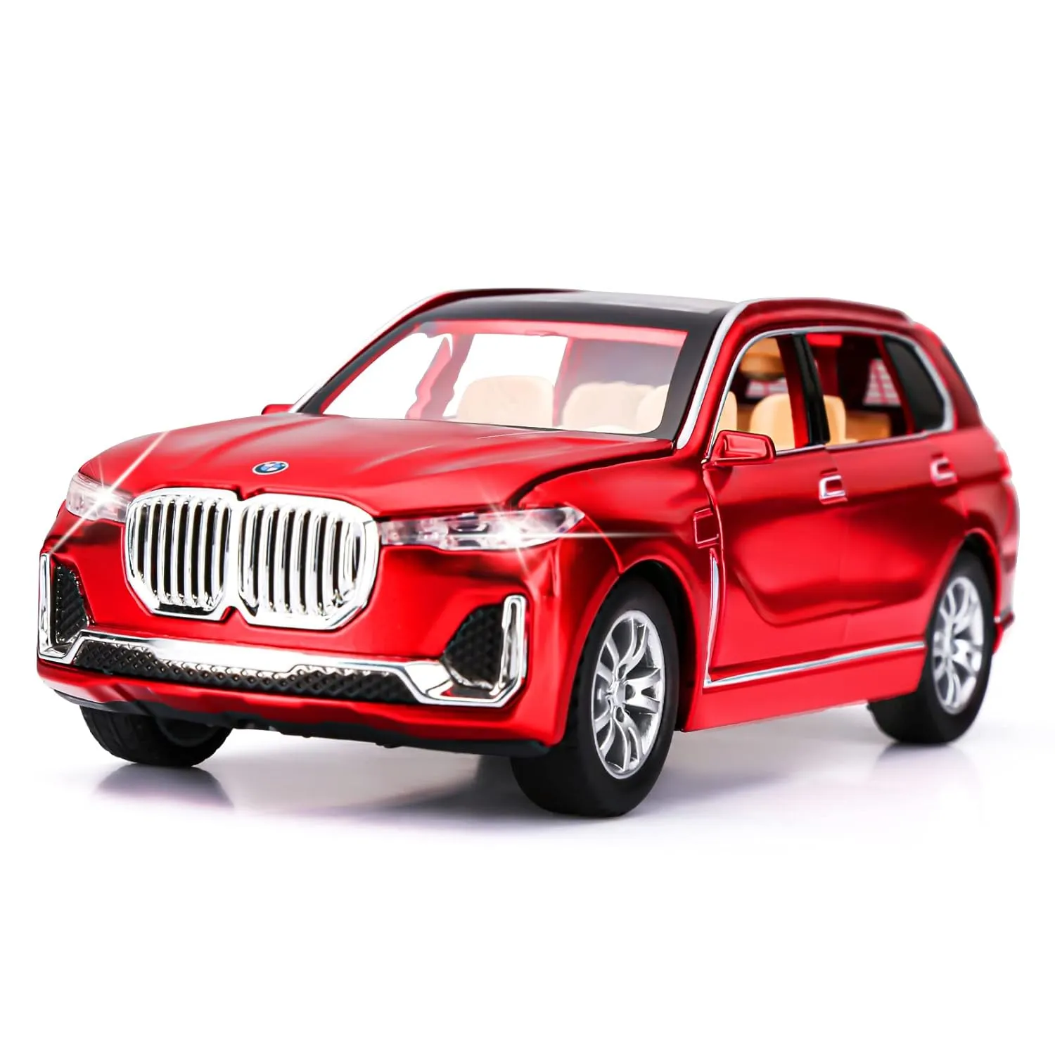 1:24 BIG BMW X7 TOY CAR METAL PULL BACK DIECAST CAR WITH OPENABLE DOOR AND SOUND LIGHT, GIFTS TOYS FOR KIDS