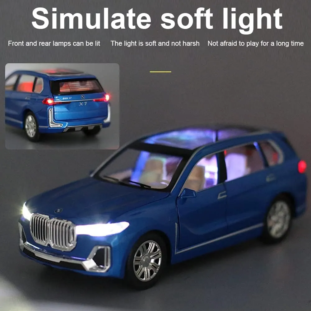 1:24 BIG BMW X7 TOY CAR METAL PULL BACK DIECAST CAR WITH OPENABLE DOOR AND SOUND LIGHT, GIFTS TOYS FOR KIDS