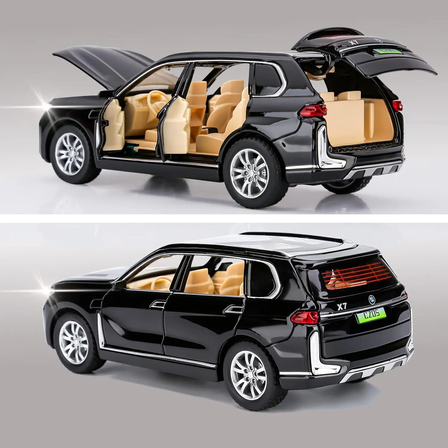 1:24 BIG BMW X7 TOY CAR METAL PULL BACK DIECAST CAR WITH OPENABLE DOOR AND SOUND LIGHT, GIFTS TOYS FOR KIDS