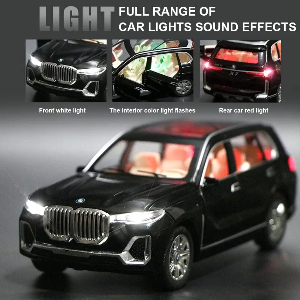 1:24 BIG BMW X7 TOY CAR METAL PULL BACK DIECAST CAR WITH OPENABLE DOOR AND SOUND LIGHT, GIFTS TOYS FOR KIDS