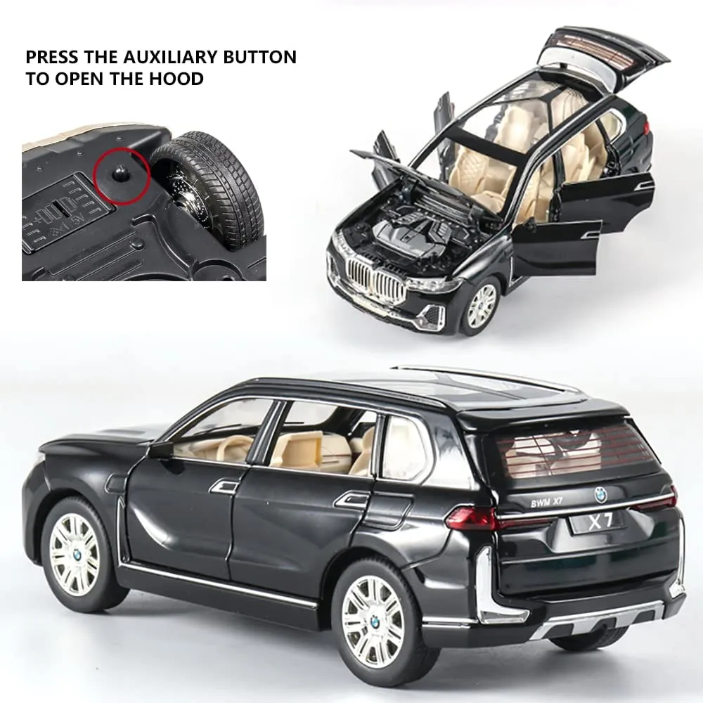 1:24 BIG BMW X7 TOY CAR METAL PULL BACK DIECAST CAR WITH OPENABLE DOOR AND SOUND LIGHT, GIFTS TOYS FOR KIDS