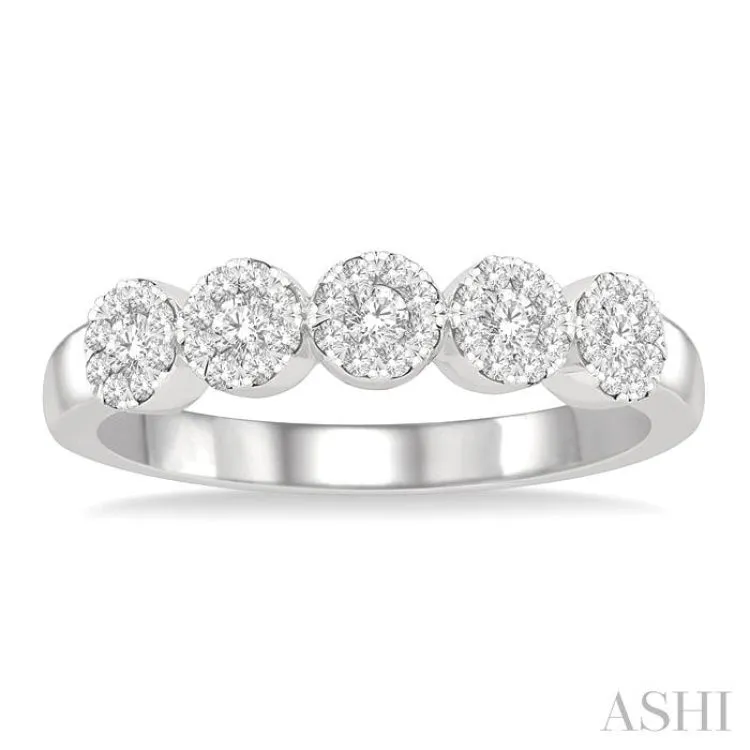 1/3 ctw 5-Stone Lovebright Round Cut Diamond Ring in 14K White Gold