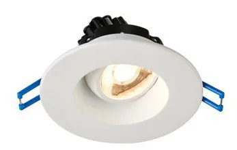 2 Inch Round Regressed Gimbal LED Downlight - High Output -5.5 Watt - 5000 Kelvin - White Trim - 24 Degree Beam Spread - 550 Lumen - Type IC Wet Air-Tight ES CRI 90 