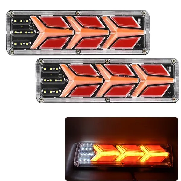 2Pcs 12V/24V Car Trailer Trucks Tail lights Car LED Rear Tail Light Running Turn Signal Rear Lamps Lorry Bus Taillight Parts