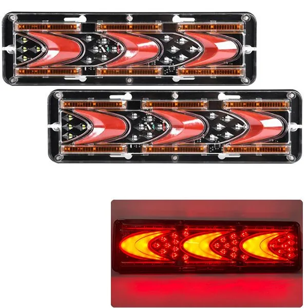 2Pcs 12V/24V Car Trailer Trucks Tail lights Car LED Rear Tail Light Running Turn Signal Rear Lamps Lorry Bus Taillight Parts