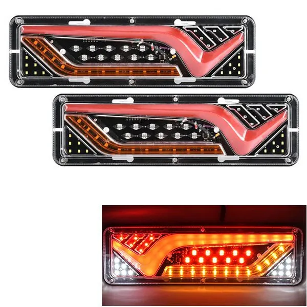 2Pcs 12V/24V Car Trailer Trucks Tail lights Car LED Rear Tail Light Running Turn Signal Rear Lamps Lorry Bus Taillight Parts