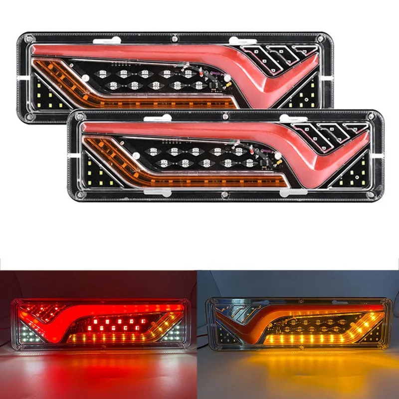 2Pcs 12V/24V Car Trailer Trucks Tail lights Car LED Rear Tail Light Running Turn Signal Rear Lamps Lorry Bus Taillight Parts