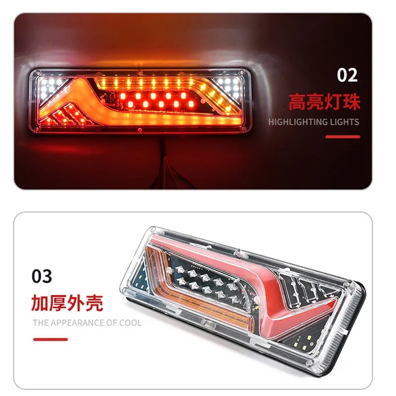 2Pcs 12V/24V Car Trailer Trucks Tail lights Car LED Rear Tail Light Running Turn Signal Rear Lamps Lorry Bus Taillight Parts