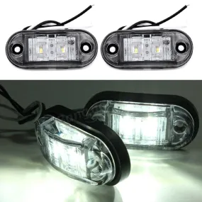 2pcs LED  Side Marker Lights Clearance Car Trailer Caravan 12V Waterproof White E11 Bulb for Truck