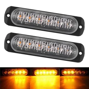 2x Truck 12V 24V 6smd LED Strobe Warning Light Strobe Grille Flashing Lightbar Car Beacon Lamp Amber Yellow White Traffic Light