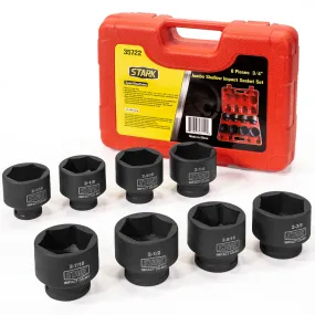 3/4" Drive Deep Shallow (8)-piece Socket Set Impact Wrench SAE Cr-V Storage Case