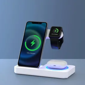 4-in-1 Wireless Charger Dock Fast Charging for Phone White