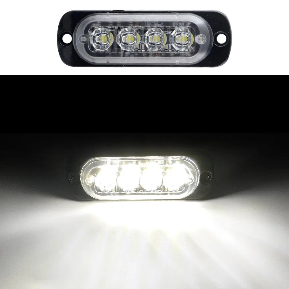 4LED Car Strobe Warning Light Grill Flashing Breakdown Emergency Light Car Truck Trailer Beacon Lamp LED Side Light For Cars 12V