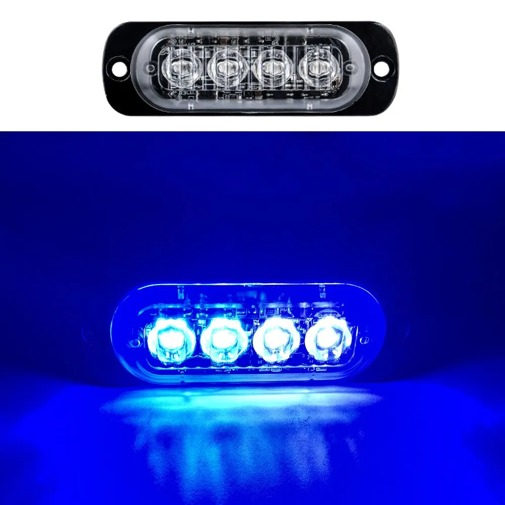 4LED Car Strobe Warning Light Grill Flashing Breakdown Emergency Light Car Truck Trailer Beacon Lamp LED Side Light For Cars 12V