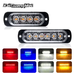 4LED Car Strobe Warning Light Grill Flashing Breakdown Emergency Light Car Truck Trailer Beacon Lamp LED Side Light For Cars 12V