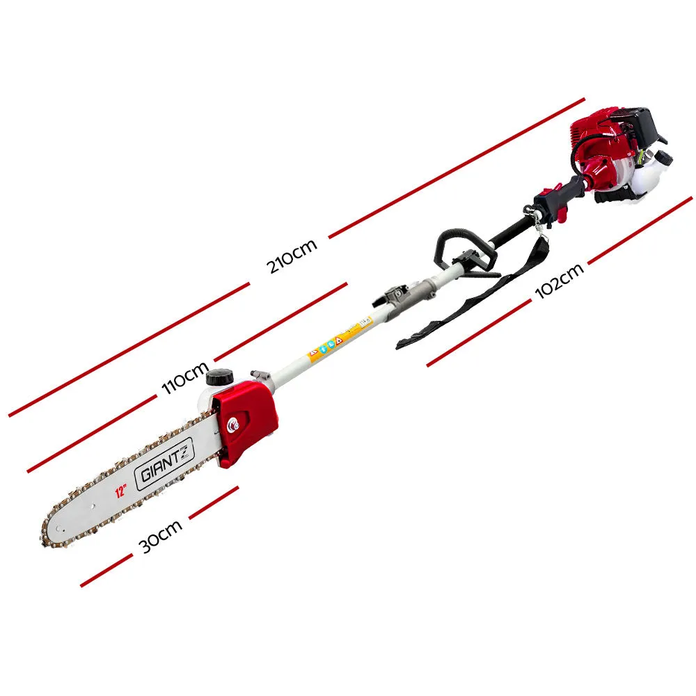 65CC Petrol Pole Chainsaw/Hedge Trimmer, 12" Bar, 4.3m Reach, Giantz