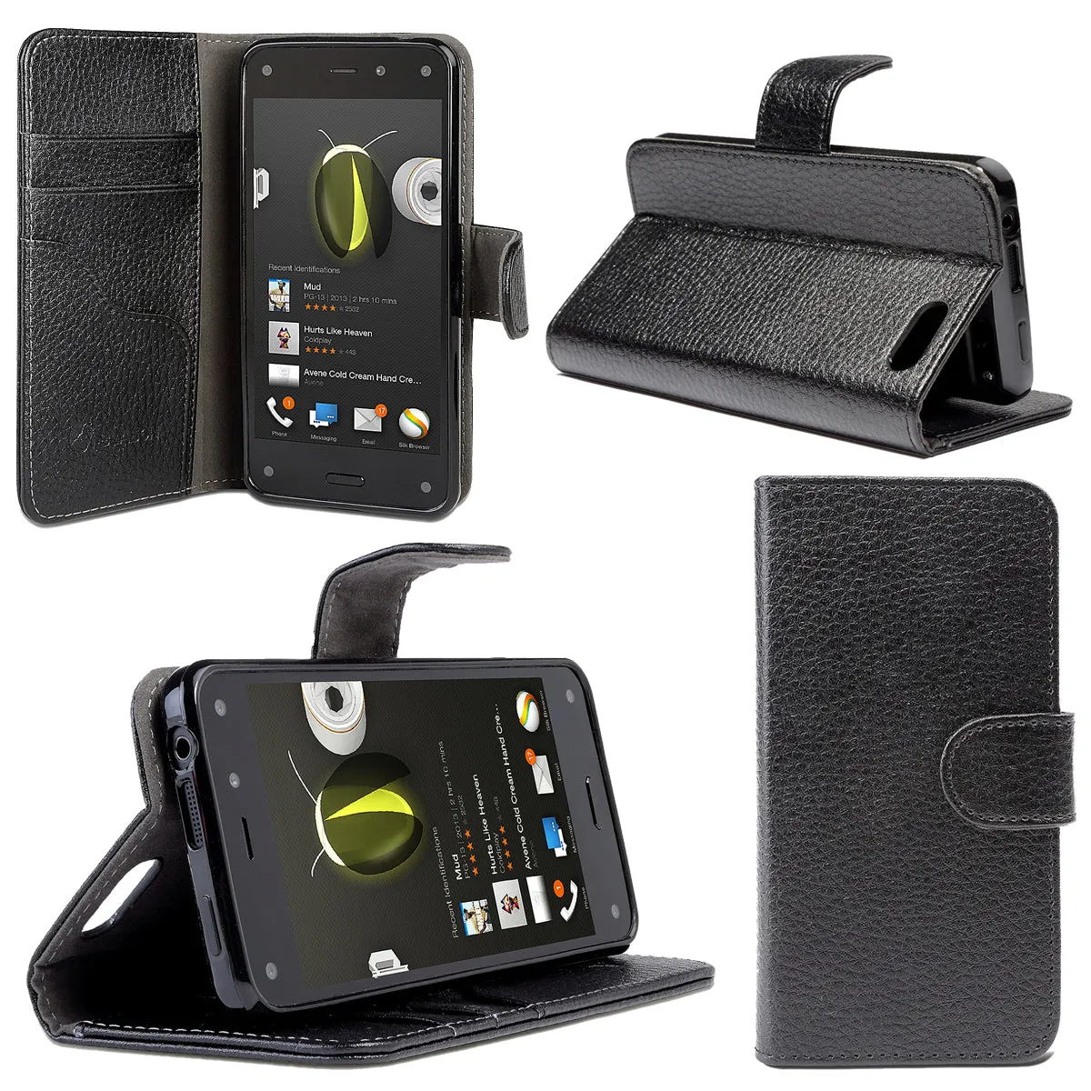 Amazon Fire Leather Book Case-Black