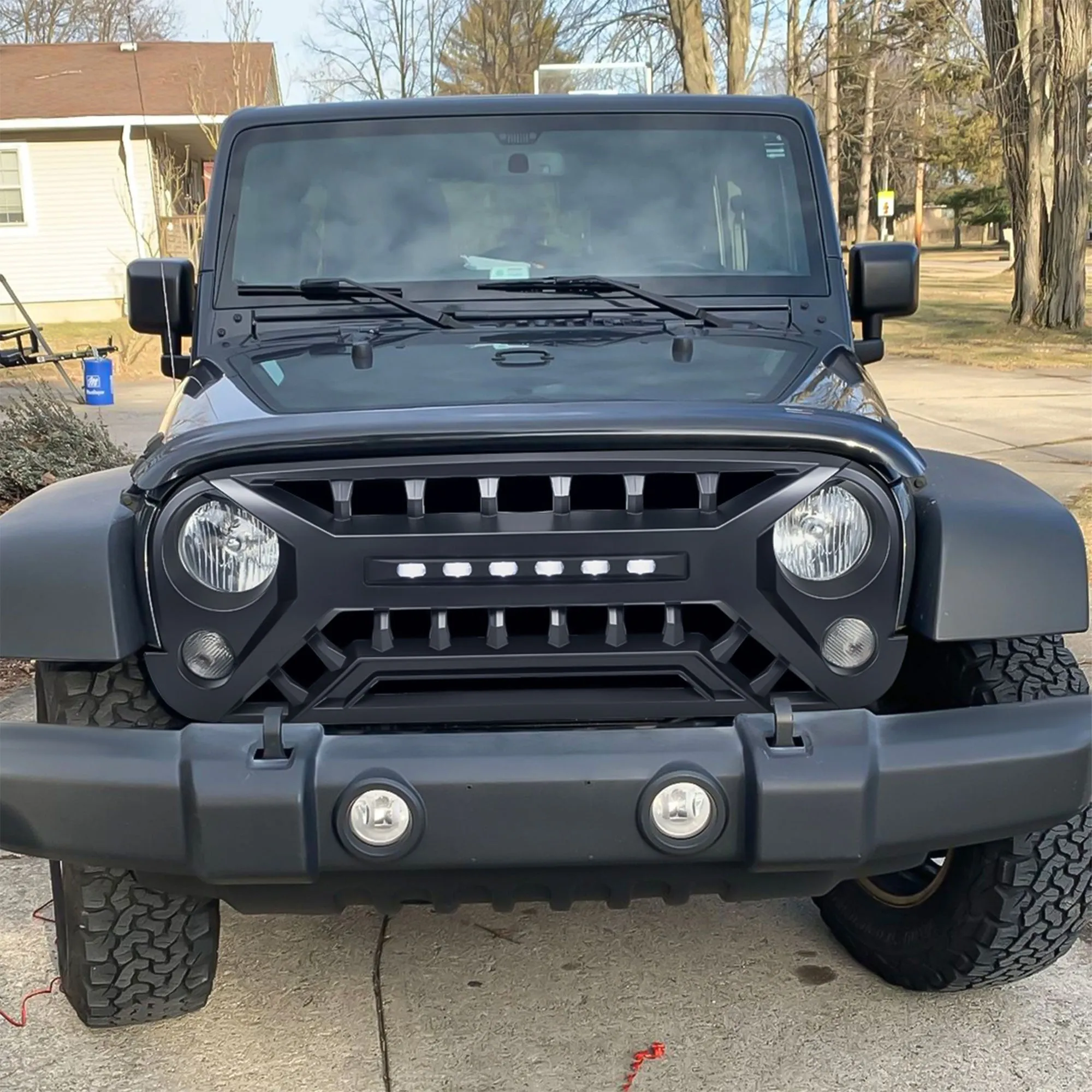 AMERICAN MODIFIED Armor Grille for 2007 to 2018 Jeep Wrangler JK, Matte Black