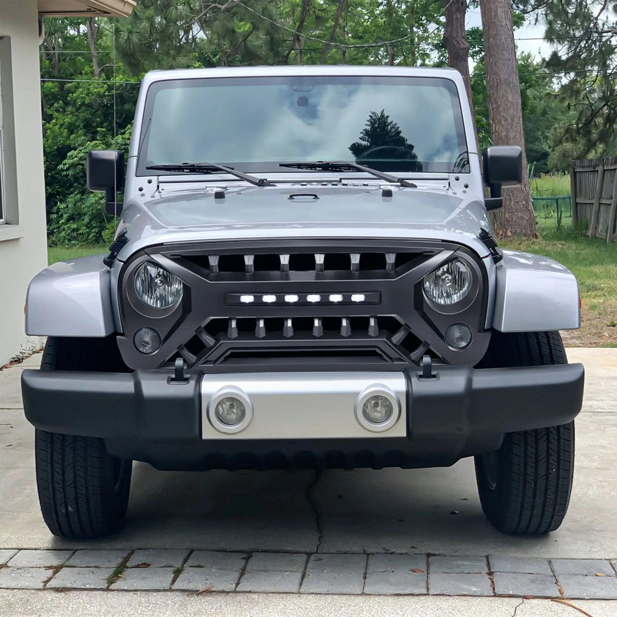 AMERICAN MODIFIED Armor Grille for 2007 to 2018 Jeep Wrangler JK, Matte Black