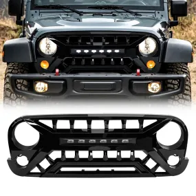 AMERICAN MODIFIED Armor Grille w/Off-Road Lights, 07-18 Jeep Wrangler JK, Black