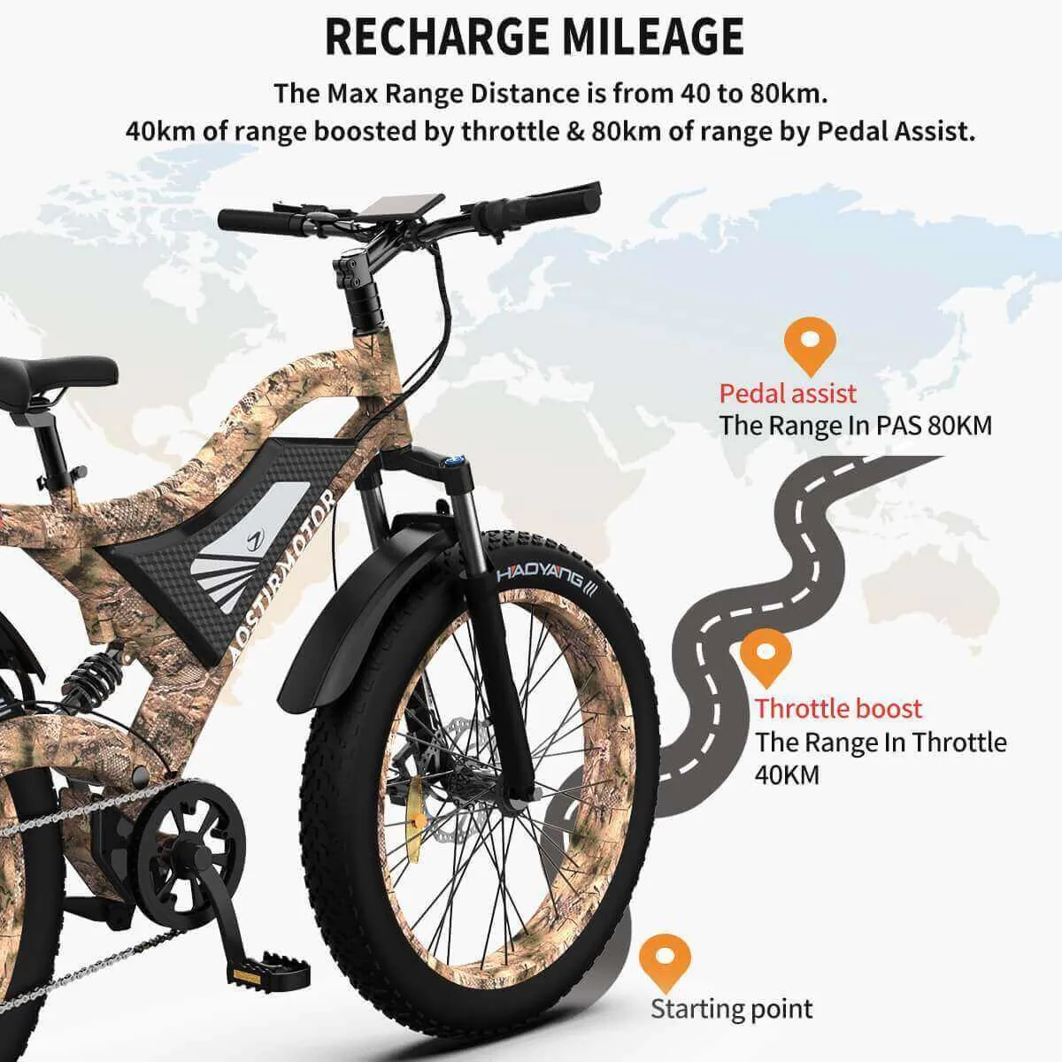 Aostirmotor S18-1500 Hunting Fishing Off Road Electric Bike