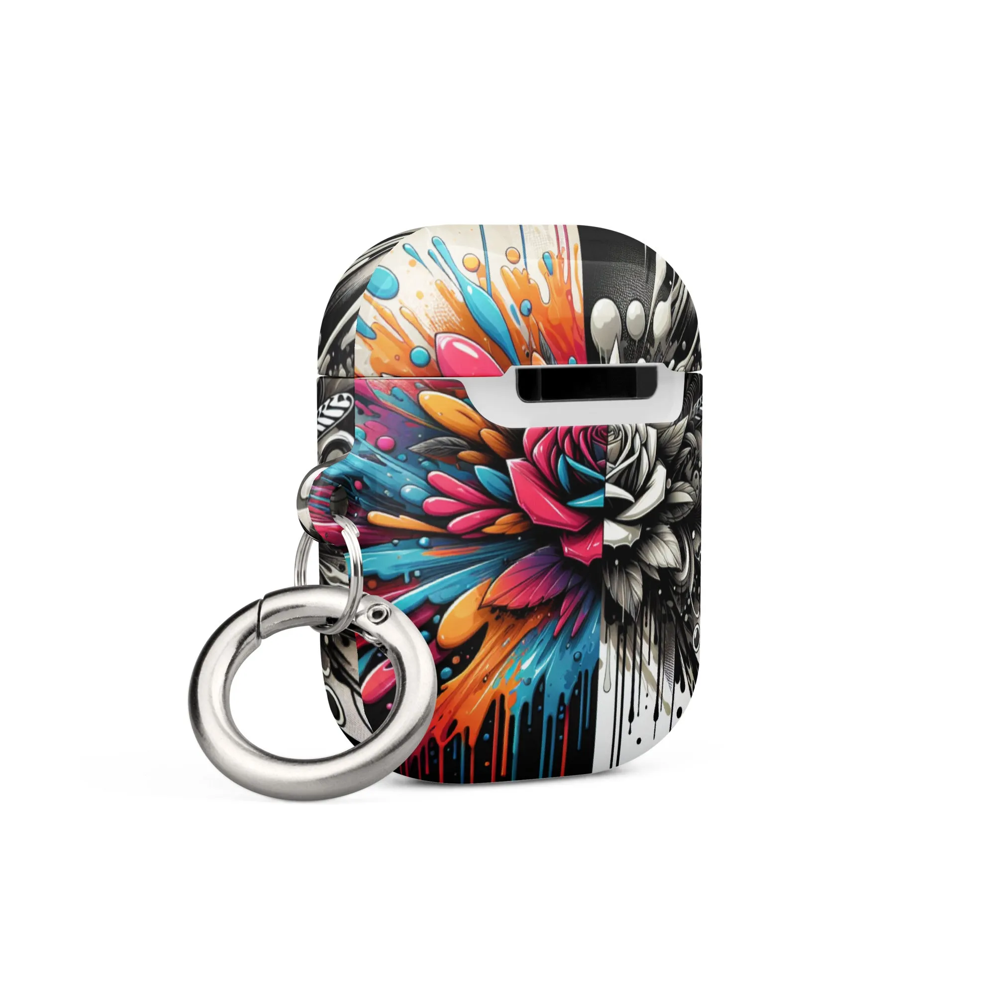 Artistic Rose AirPods® Case | Impact-Resistant Polycarbonate | Metal Carabiner | Scratch & Drop Protection