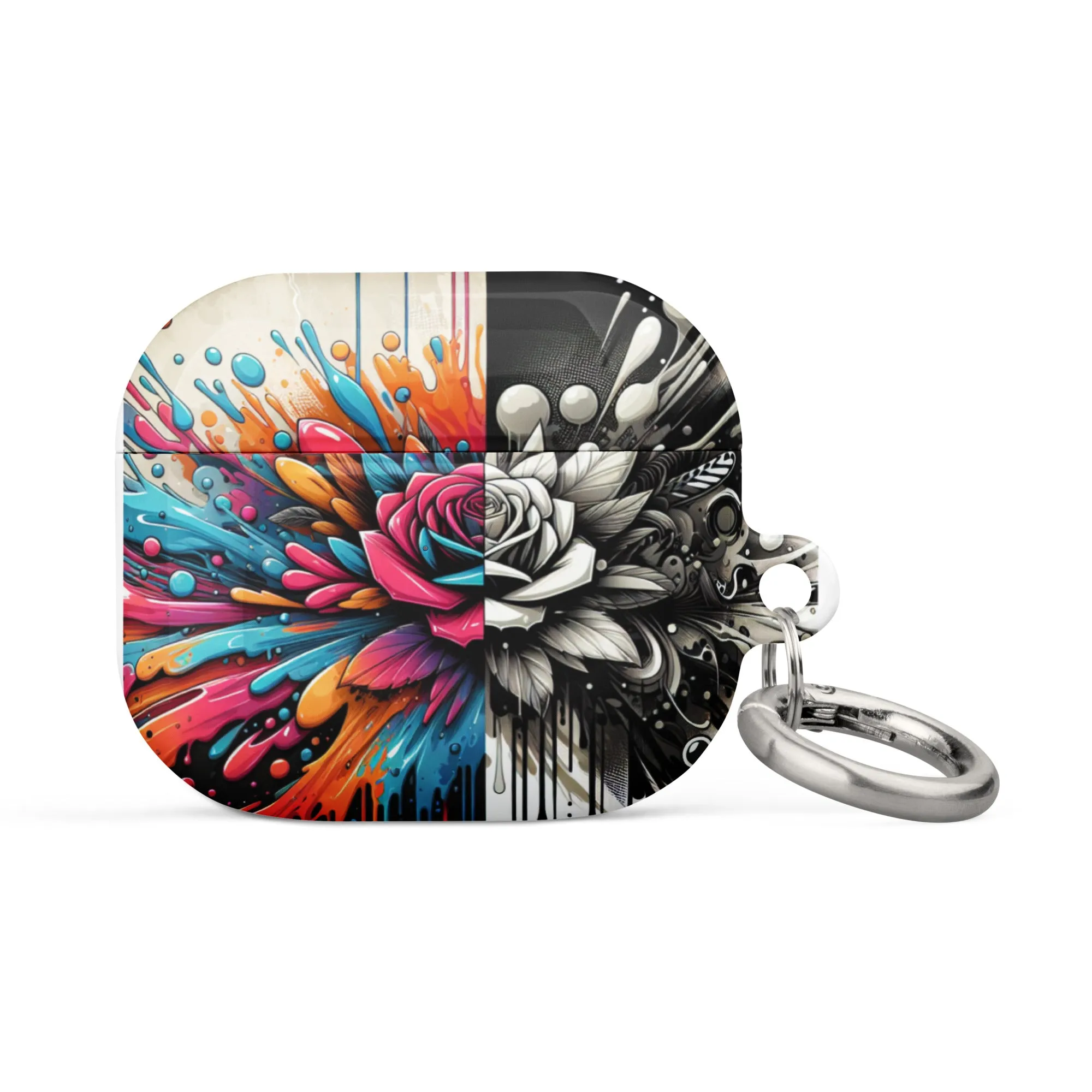 Artistic Rose AirPods® Case | Impact-Resistant Polycarbonate | Metal Carabiner | Scratch & Drop Protection