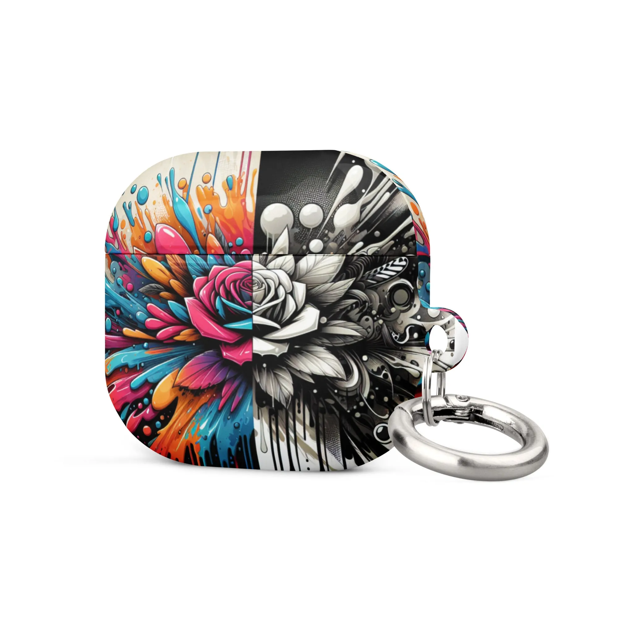 Artistic Rose AirPods® Case | Impact-Resistant Polycarbonate | Metal Carabiner | Scratch & Drop Protection