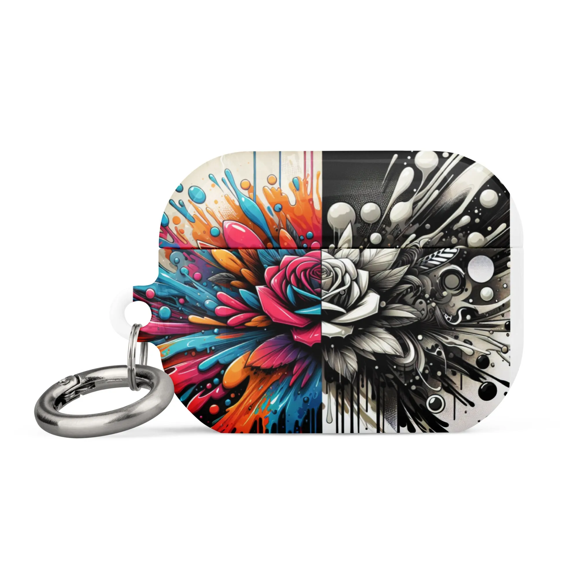 Artistic Rose AirPods® Case | Impact-Resistant Polycarbonate | Metal Carabiner | Scratch & Drop Protection