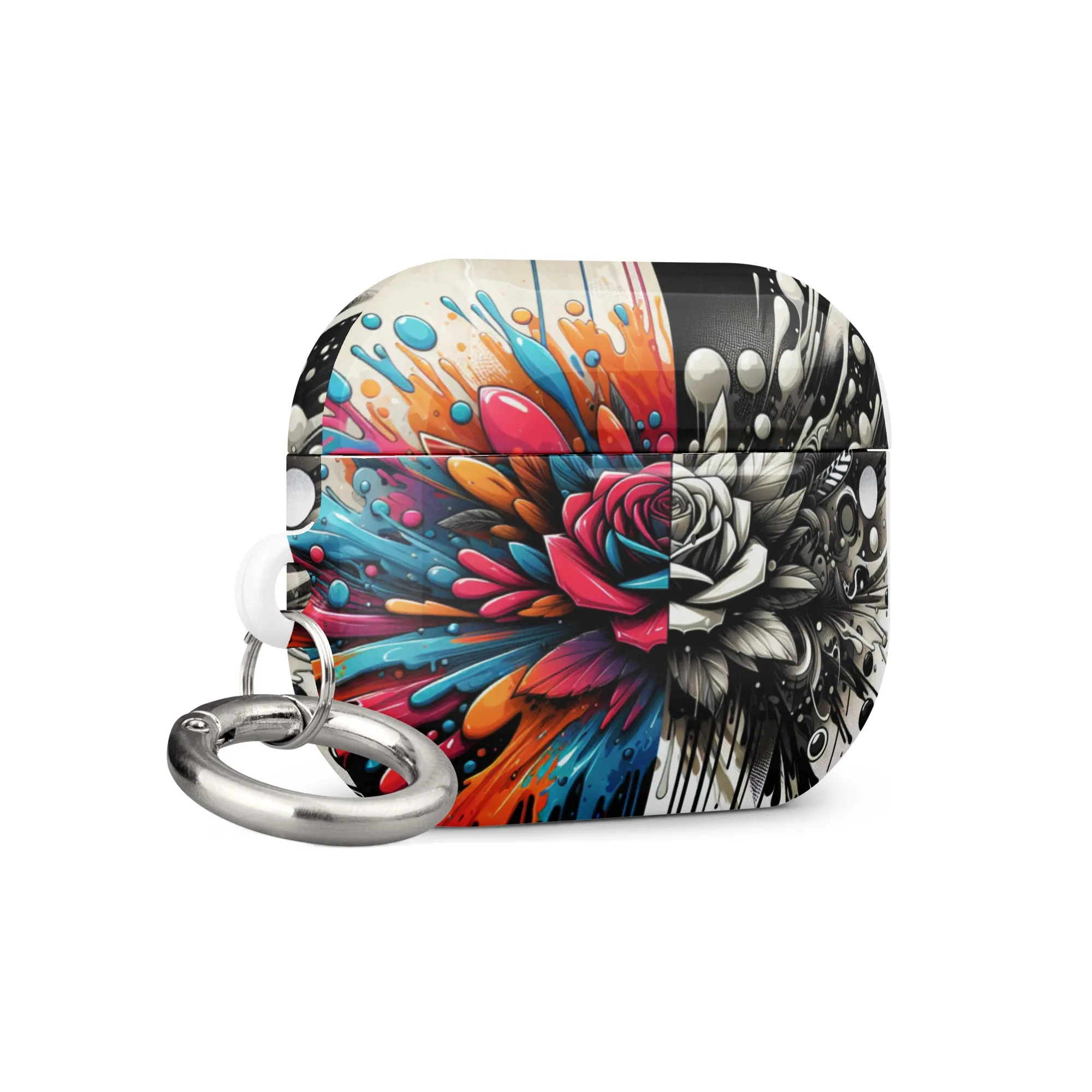 Artistic Rose AirPods® Case | Impact-Resistant Polycarbonate | Metal Carabiner | Scratch & Drop Protection