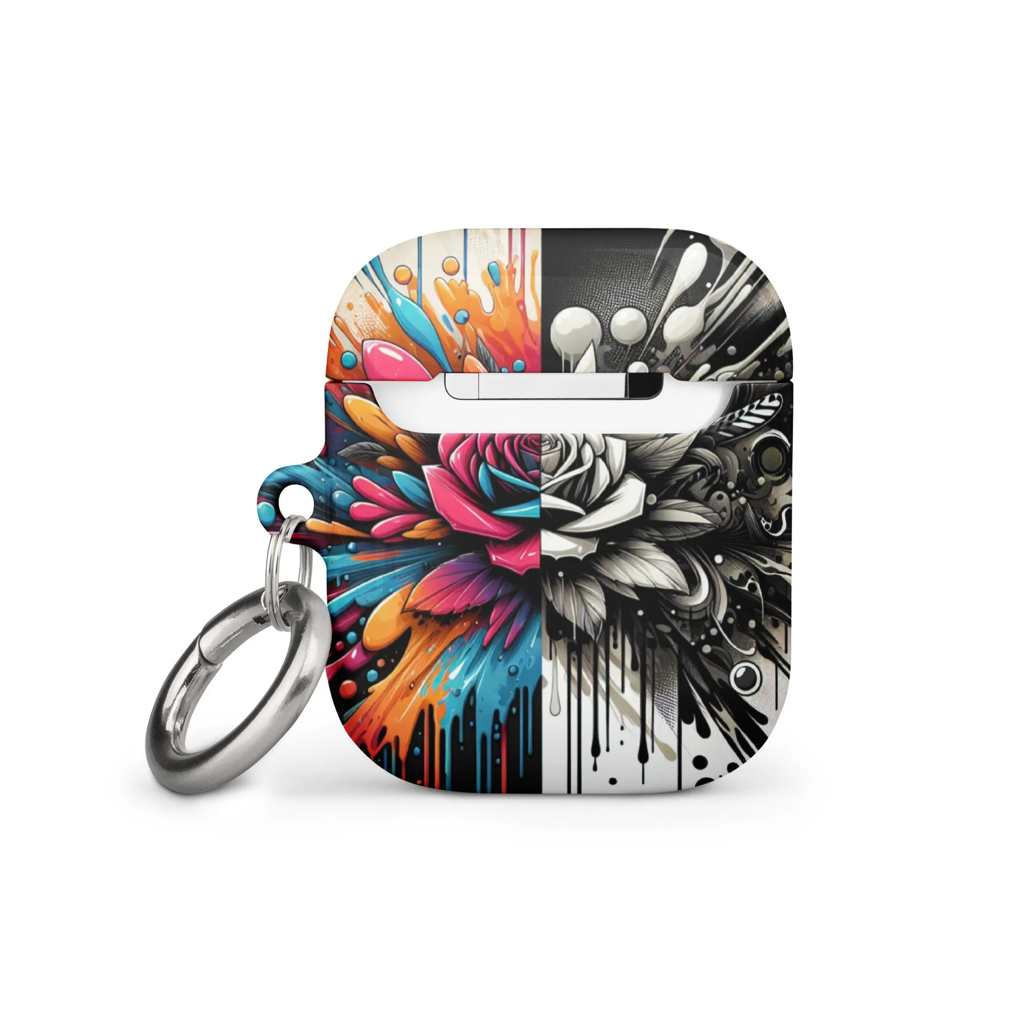 Artistic Rose AirPods® Case | Impact-Resistant Polycarbonate | Metal Carabiner | Scratch & Drop Protection