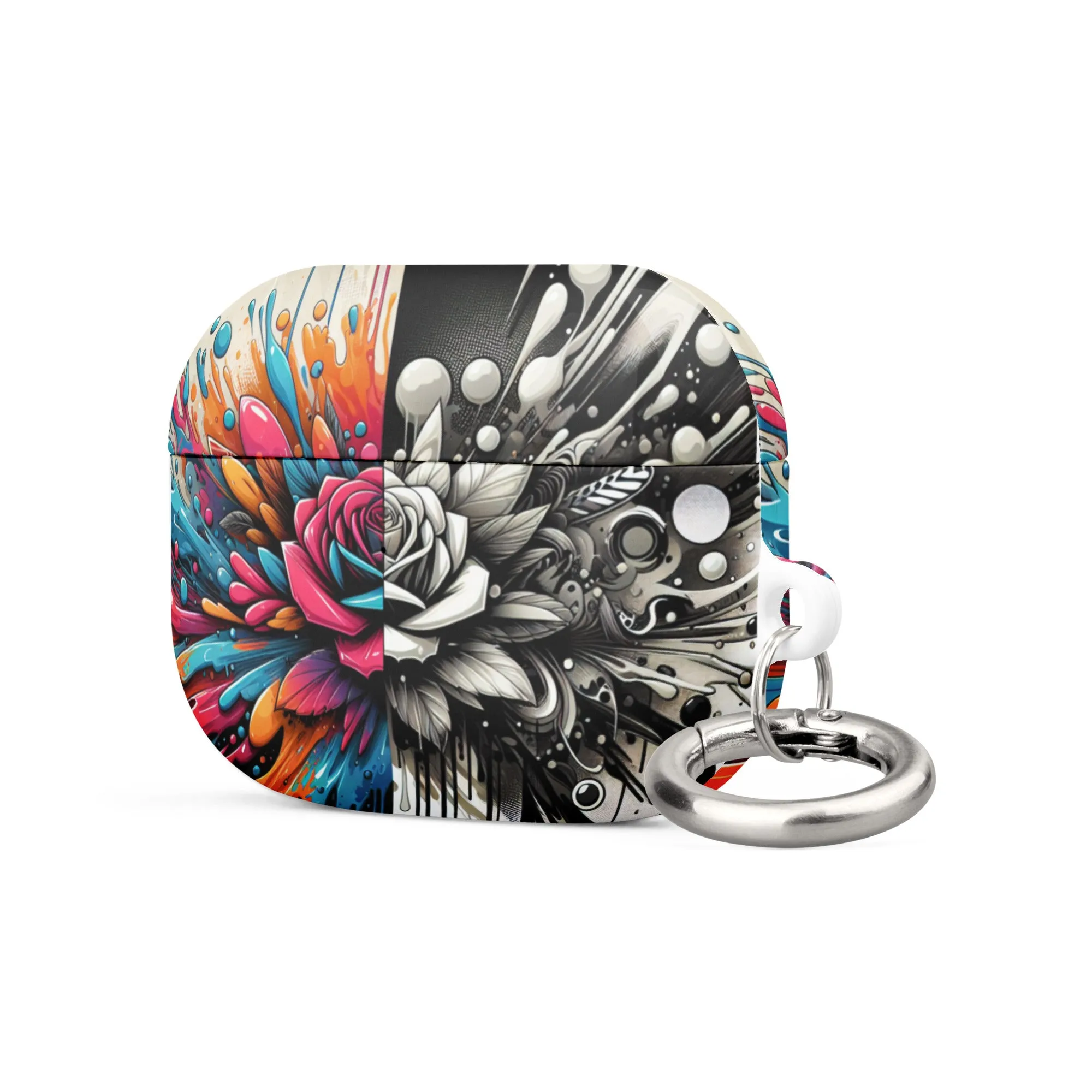 Artistic Rose AirPods® Case | Impact-Resistant Polycarbonate | Metal Carabiner | Scratch & Drop Protection