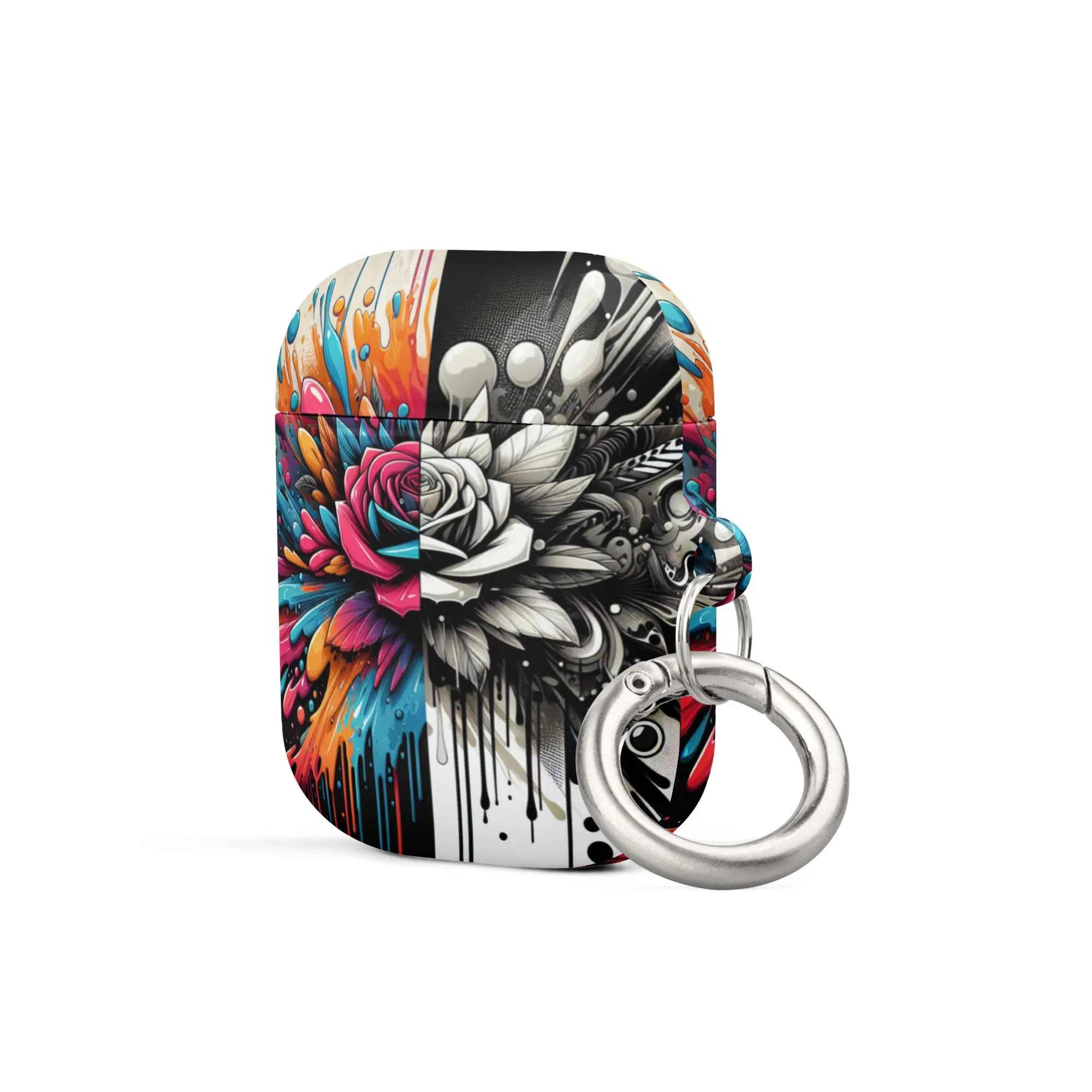 Artistic Rose AirPods® Case | Impact-Resistant Polycarbonate | Metal Carabiner | Scratch & Drop Protection