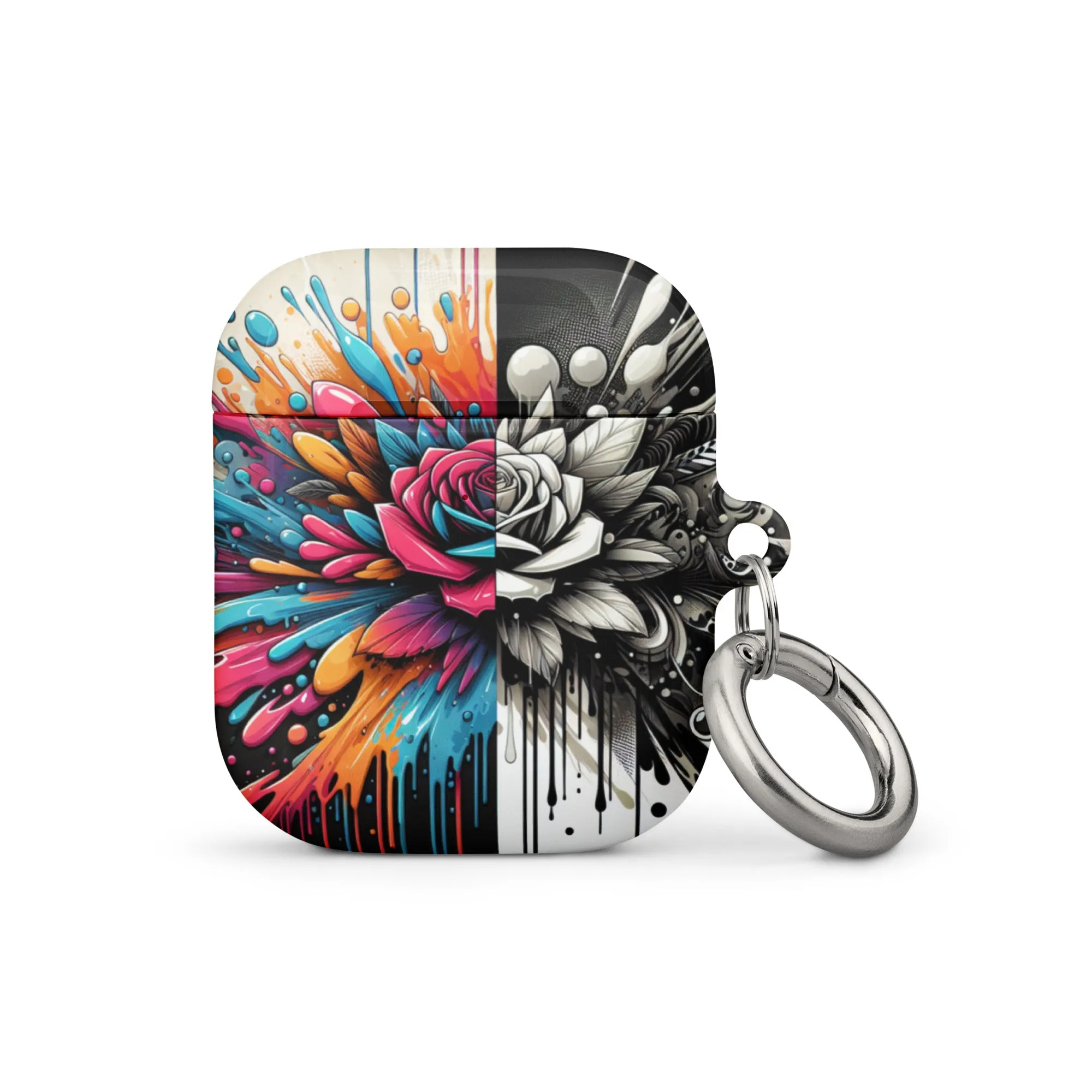 Artistic Rose AirPods® Case | Impact-Resistant Polycarbonate | Metal Carabiner | Scratch & Drop Protection