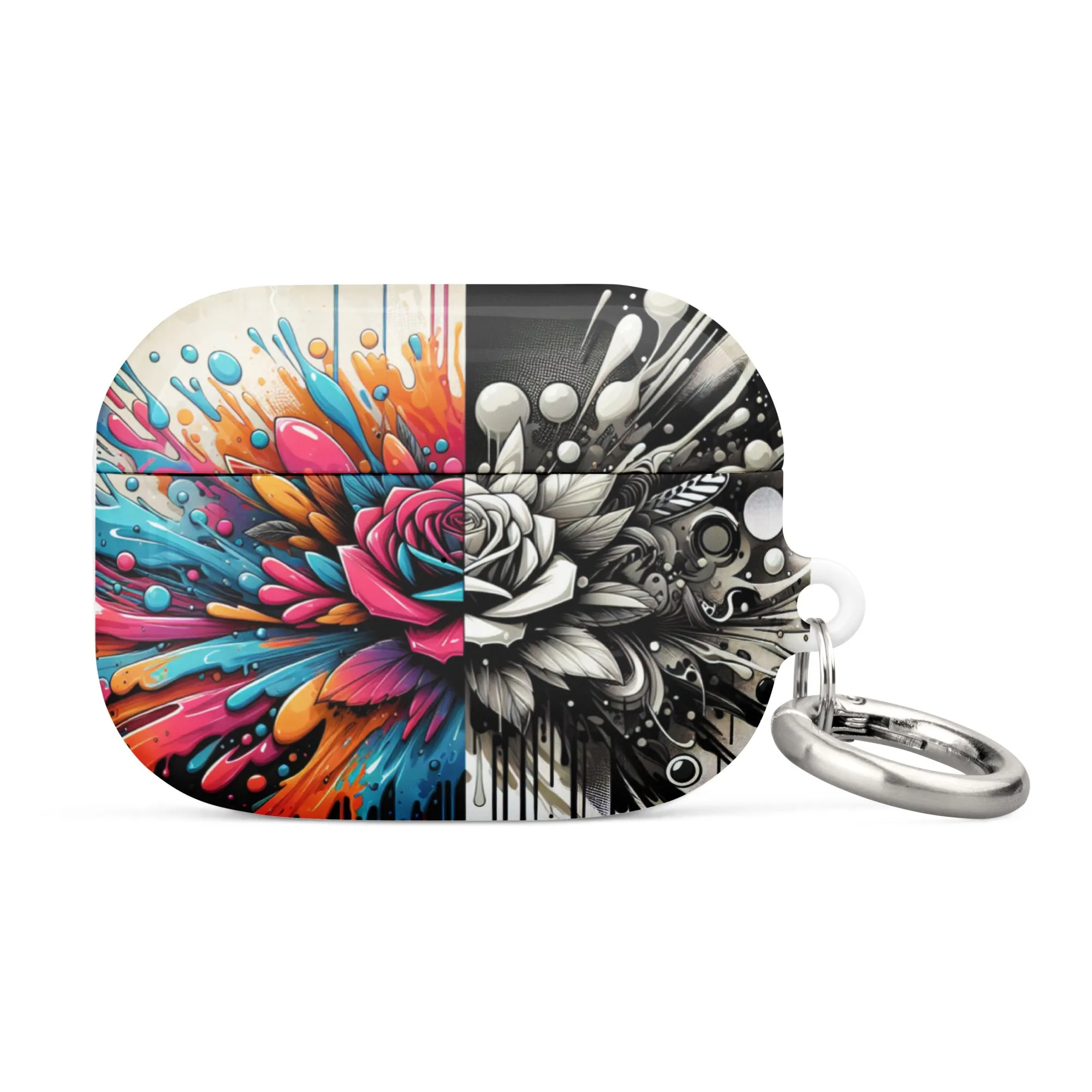 Artistic Rose AirPods® Case | Impact-Resistant Polycarbonate | Metal Carabiner | Scratch & Drop Protection