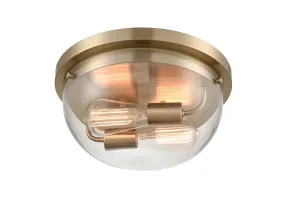 Ashford Flush Mount Fixture - Modern Gold - Clear Glass - 13in. Diameter - E26 Medium Base