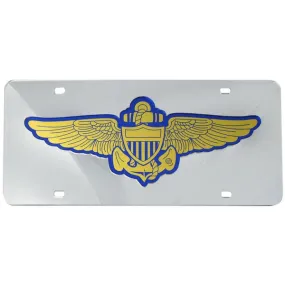 Aviator Badge Mirrored Inlaid Plastic License Plate