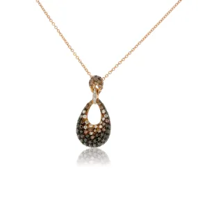 Black, Brown & White Diamond Drop Pendant with Chain