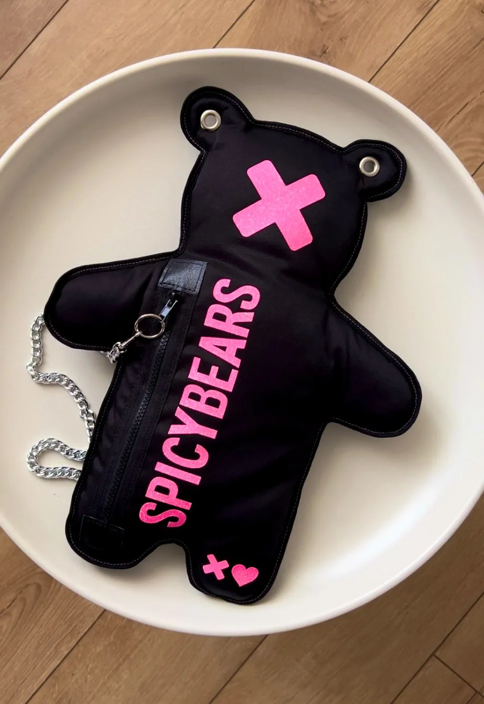 Black | Pink Glitter Bear Bag