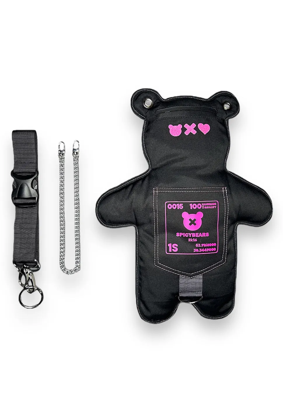 Black | Pink Glitter Bear Bag