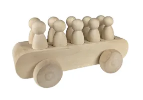 Bus / Van with 10 Peg Dolls *IMPERFECT HOLES*