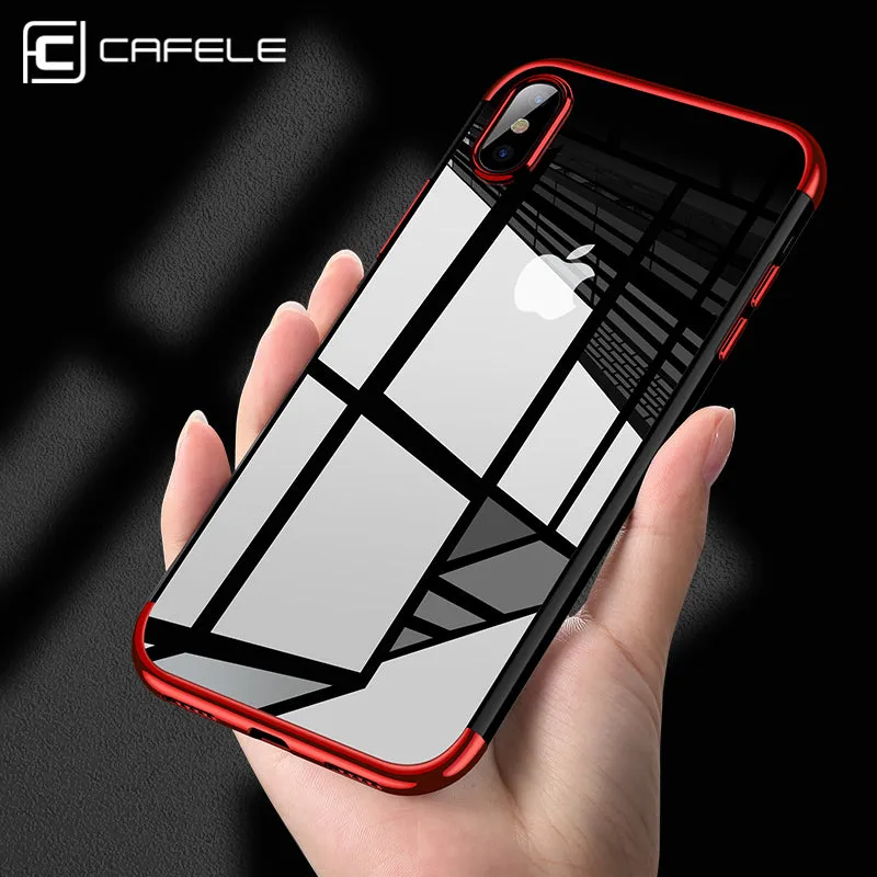 CAFELE Original phone Case for iPhone X Luxury Fashion Transparent TPU Soft plated Mobile Phone Back Shell for iPhone X Case